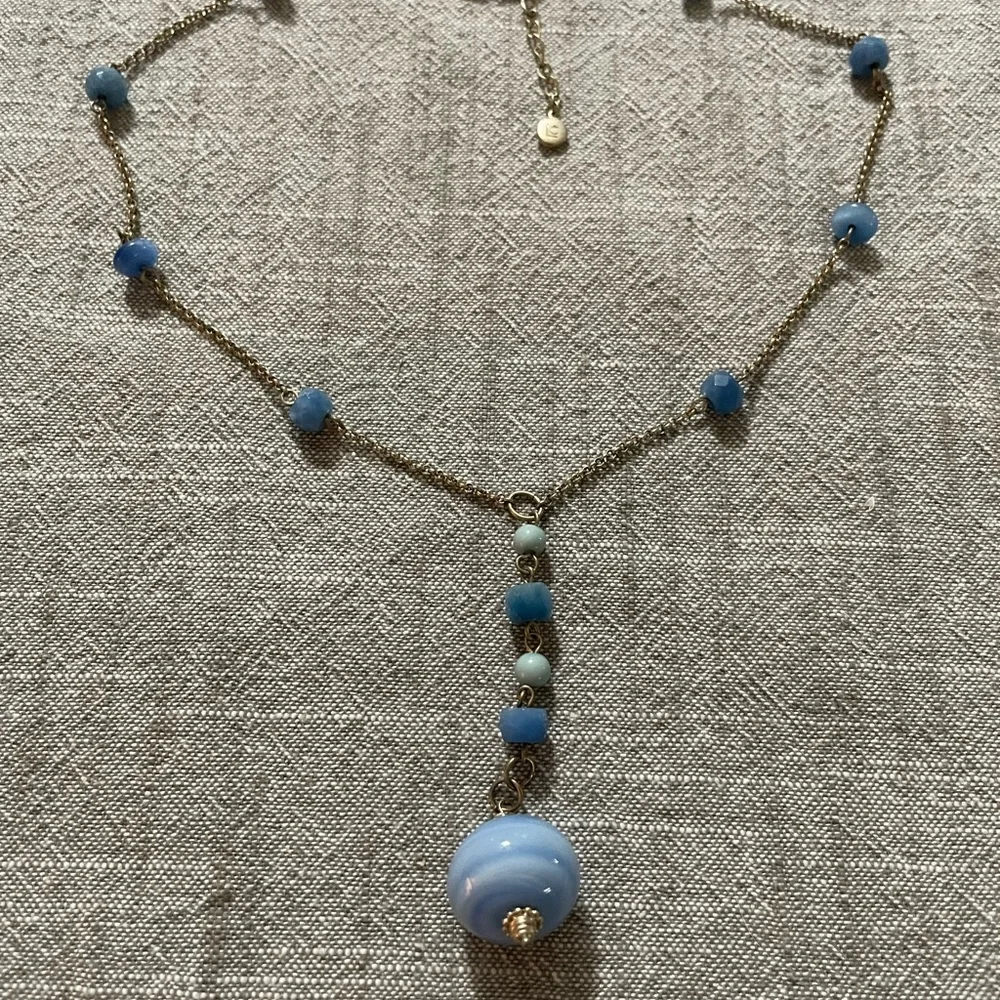 LC Lauren Conrad Blue Beaded Necklace with Pendant